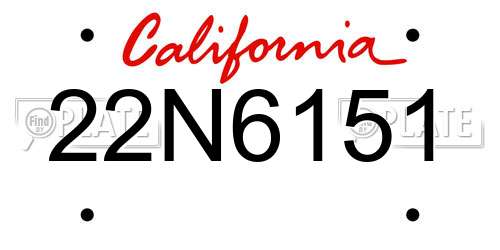 22N6151 California License Plate