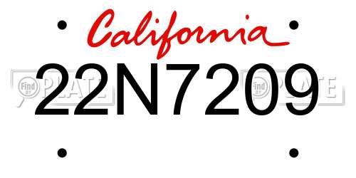 22N7209 California License Plate