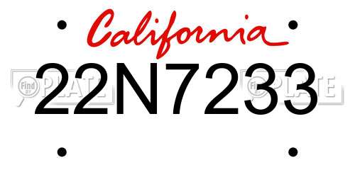 22N7233 California License Plate