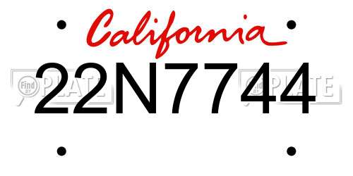 22N7744 California License Plate