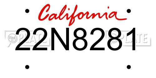 22N8281 California License Plate