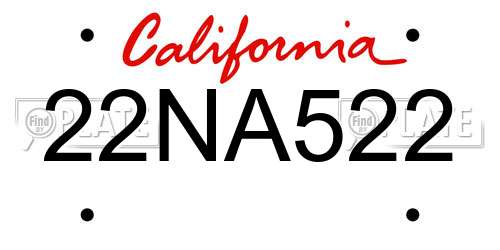 22NA522 California License Plate