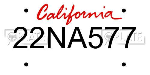 22NA577 California License Plate
