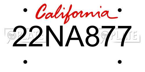22NA877 California License Plate