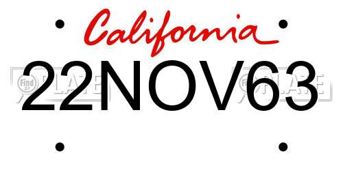 22NOV63 California License Plate