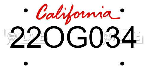 22OG034 California License Plate