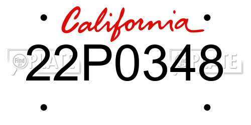 22P0348 California License Plate