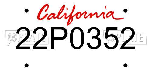 22P0352 California License Plate