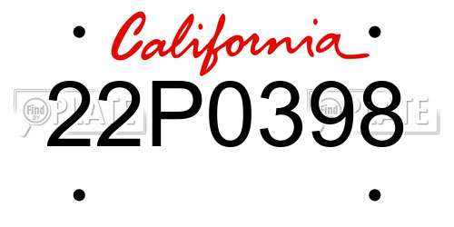 22P0398 California License Plate
