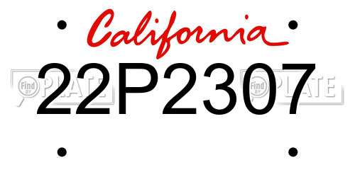 22P2307 California License Plate