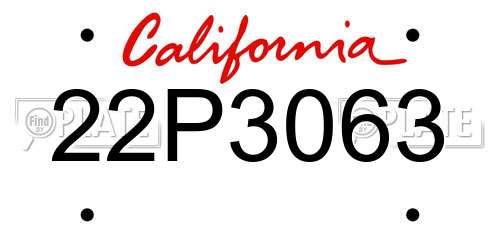 22P3063 California License Plate