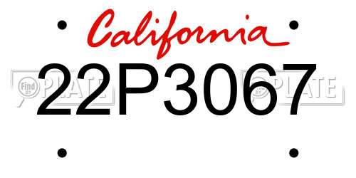 22P3067 California License Plate