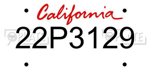 22P3129 California License Plate