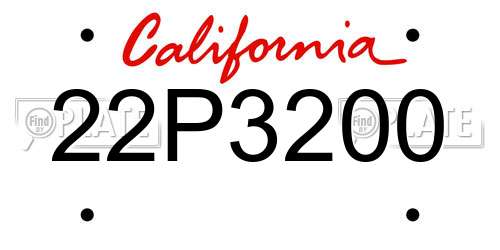 22P3200 California License Plate