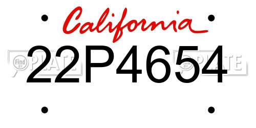 22P4654 California License Plate