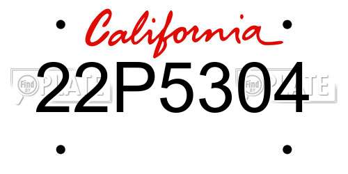 22P5304 California License Plate