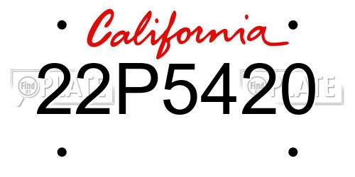 22P5420 California License Plate