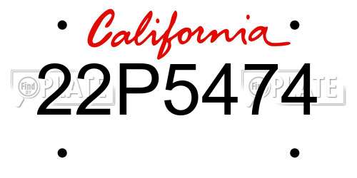22P5474 California License Plate