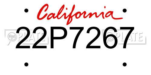 22P7267 California License Plate