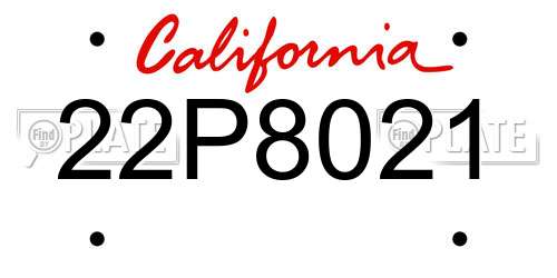 22P8021 California License Plate
