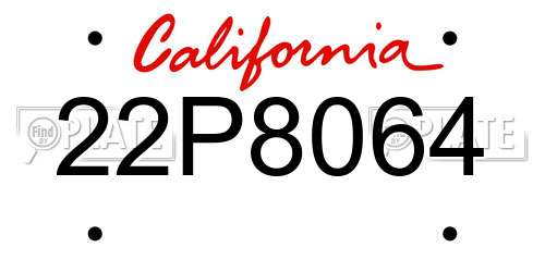 22P8064 California License Plate