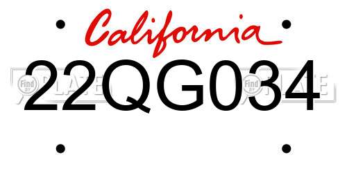 22QG034 California License Plate