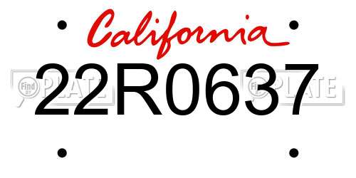 22R0637 California License Plate