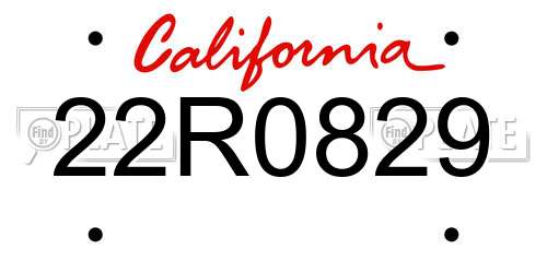 22R0829 California License Plate
