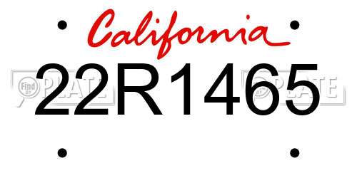 22R1465 California License Plate