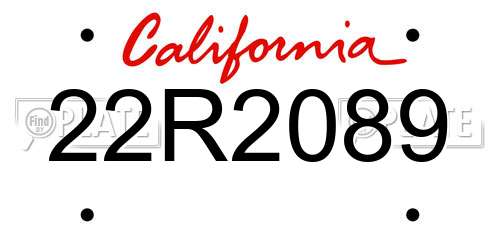 22R2089 California License Plate