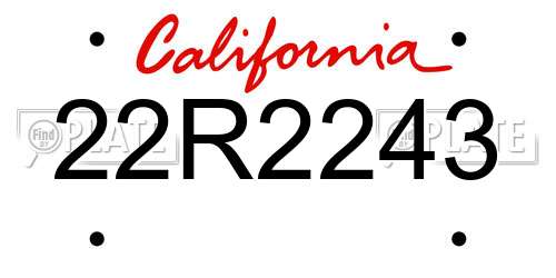 22R2243 California License Plate