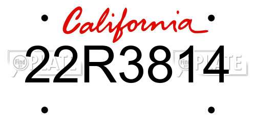 22R3814 California License Plate