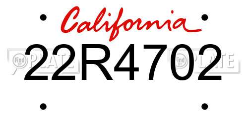 22R4702 California License Plate