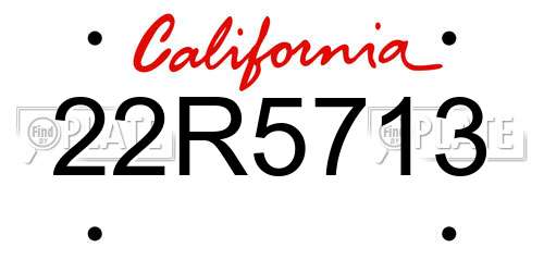 22R5713 California License Plate