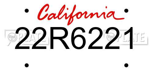 22R6221 California License Plate