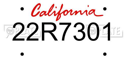 22R7301 California License Plate