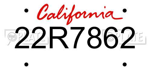 22R7862 California License Plate