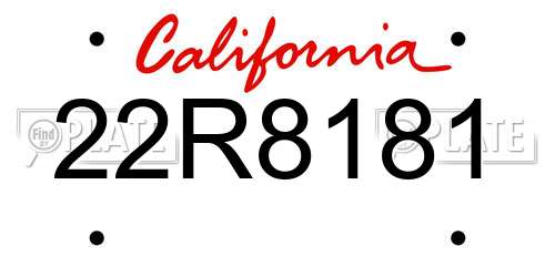 22R8181 California License Plate