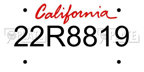 22R8819 California License Plate