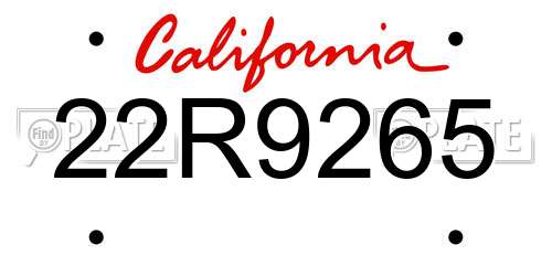 22R9265 California License Plate