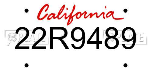22R9489 California License Plate