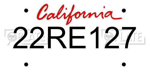 22RE127 California License Plate