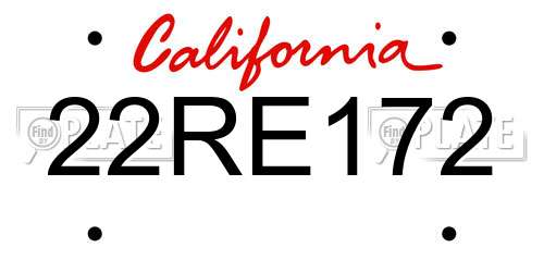 22RE172 California License Plate