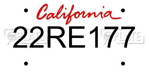 22RE177 California License Plate