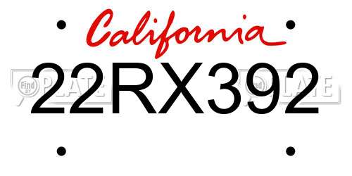 22RX392 California License Plate