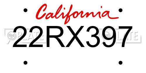 22RX397 California License Plate