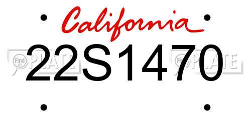 22S1470 California License Plate