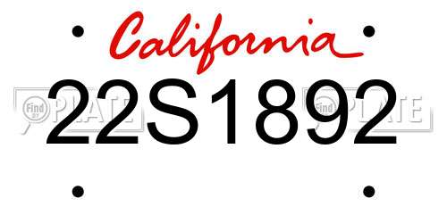 22S1892 California License Plate