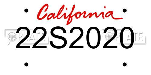 22S2020 California License Plate