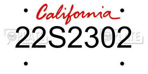 22S2302 California License Plate
